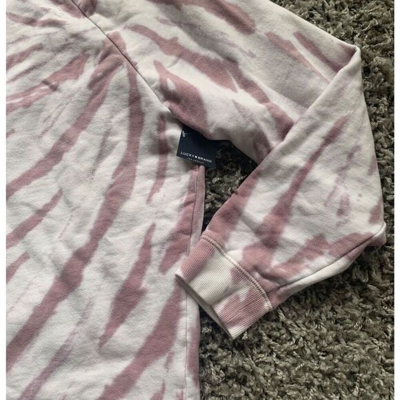 NWT Lucky Brand BOHO Pink White Tie Dye Crew Neck Pull Over Sweatshirt sz XL - Picture 2 of 5